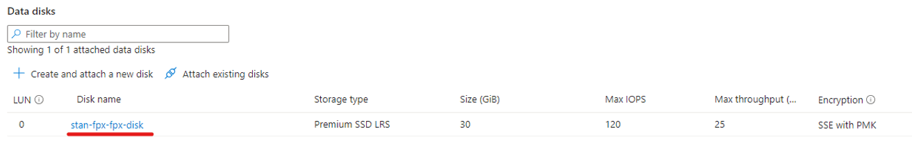 Select the Disk Name under Data Disks