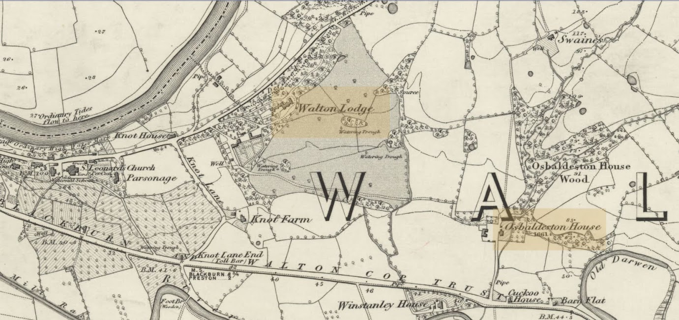 Walton Lodge an Osbaldeston House on 1848 OS Map