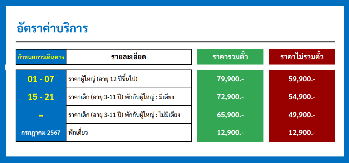 Tour price detail