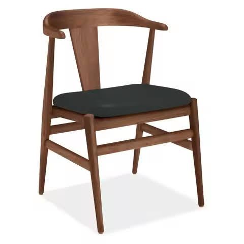 restaurant teak chair black fabric seat