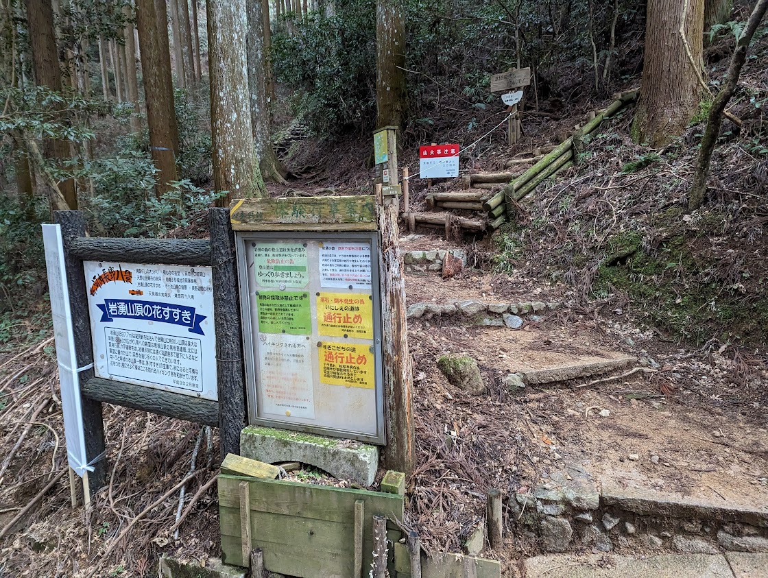 岩湧寺を少し登った所から登山口があります。