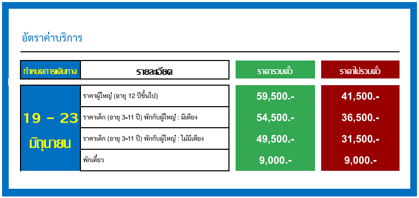 Tour Price detail