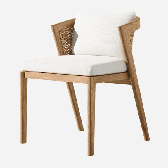Garden teak wood chair outdoor with rattan and cushion