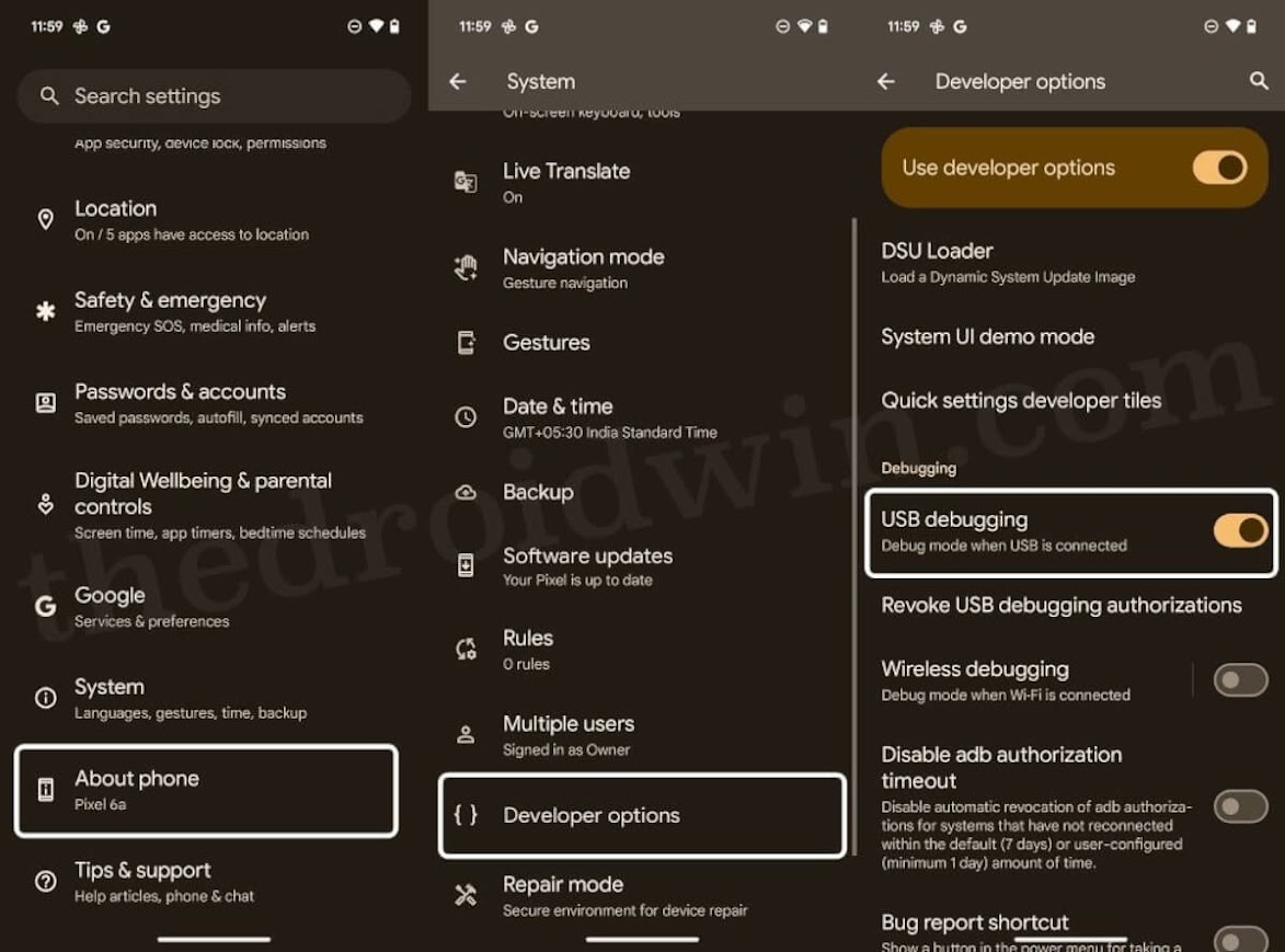 Enable USB Debugging and connect your device to a PC.