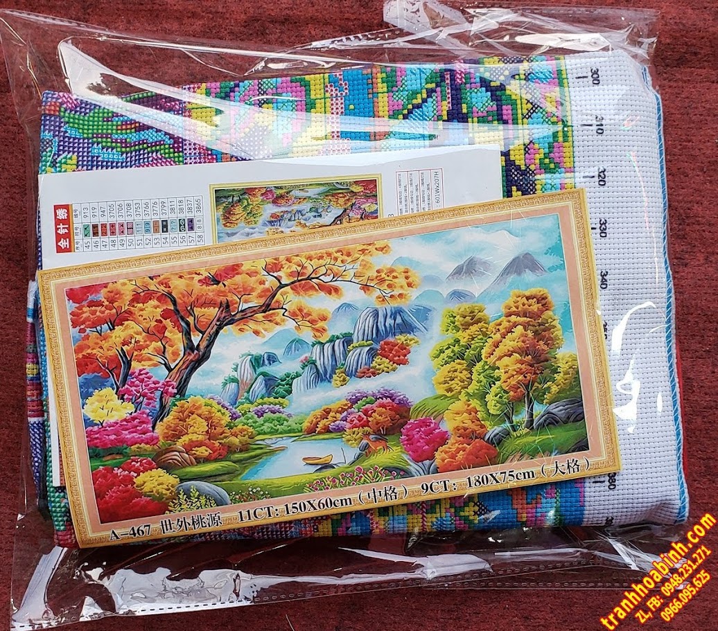 Tranh thêu chữ thập Sơn Thủy Hữu Tình - Non Nước Hữu Tình