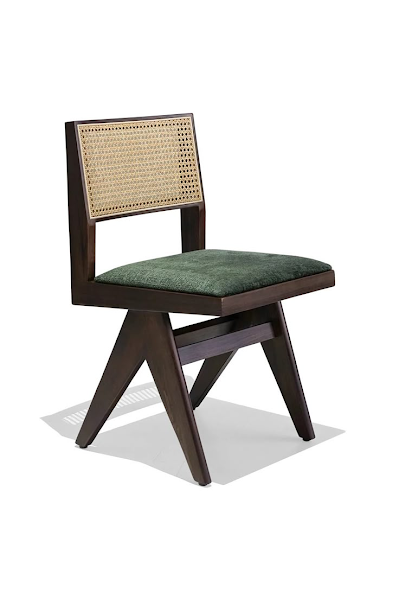 wooden chair Cafe walnut brown with fabric seat – RZL