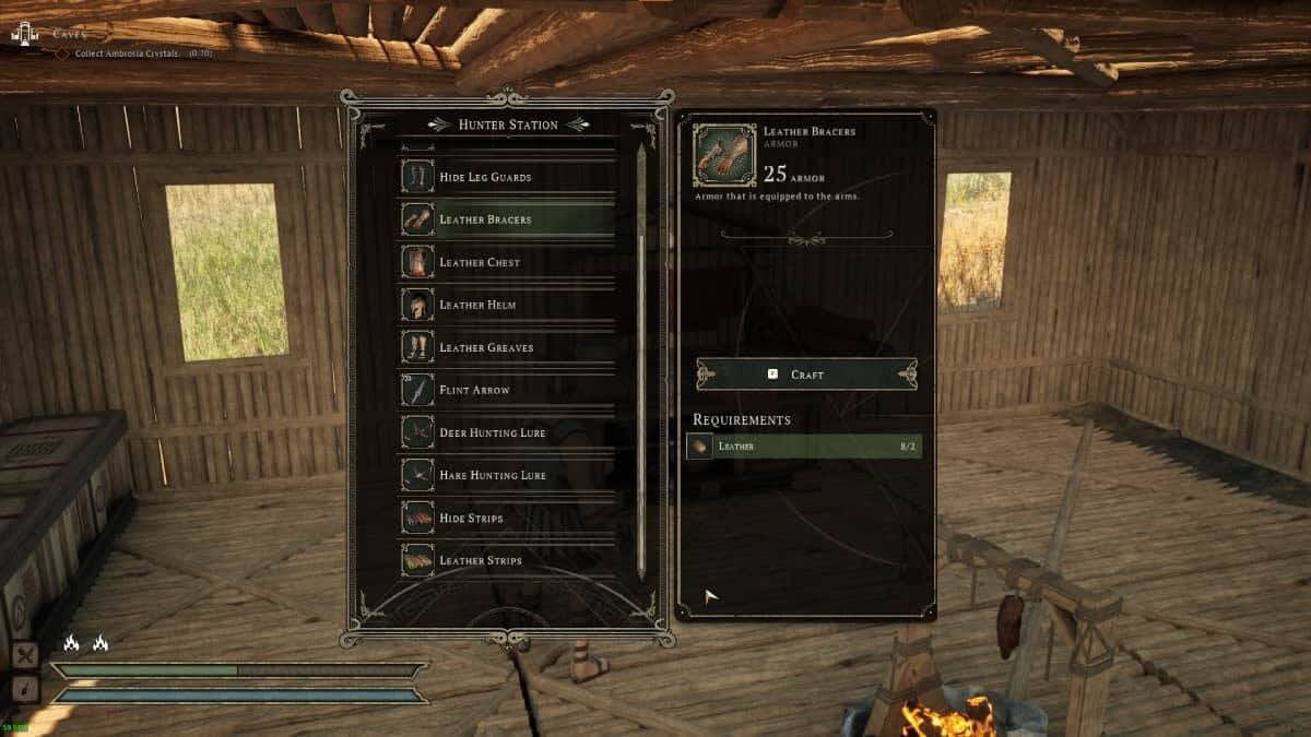 Craft your leather armor at the Hunter's Bench using these recipes.