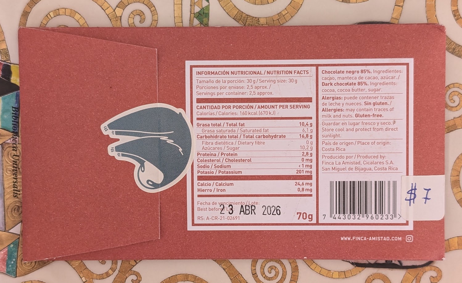 85% Chocolate negro by Finca la Amistad