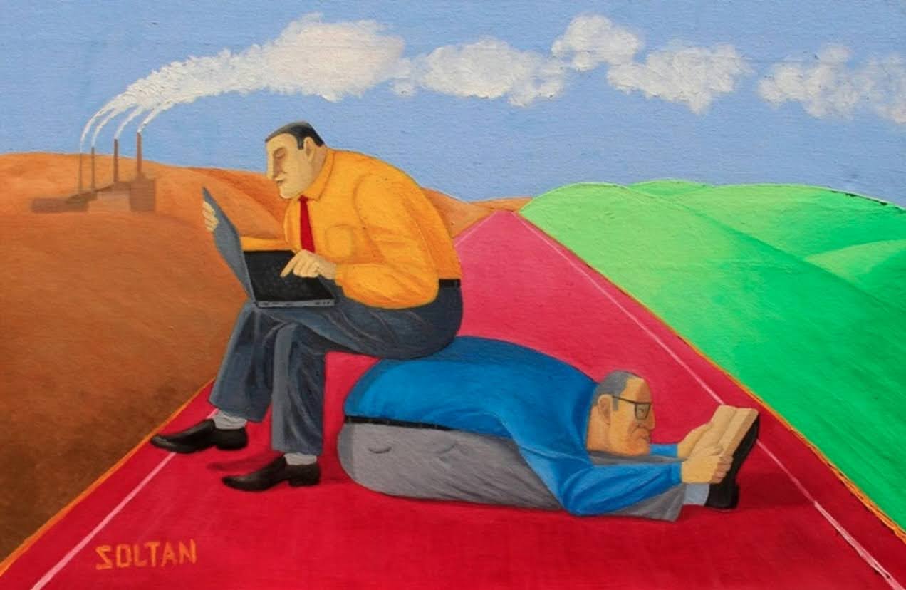 Солтан Солтанлы, Азербайджан, "Путь развития человечества', 2017. Масло на холсте.