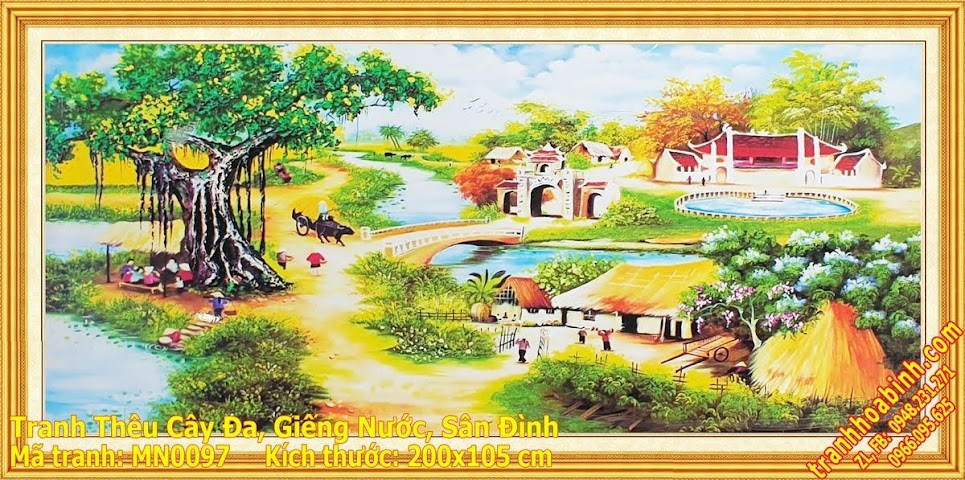 Tranh thêu chữ thập Phong Cảnh Làng Quê