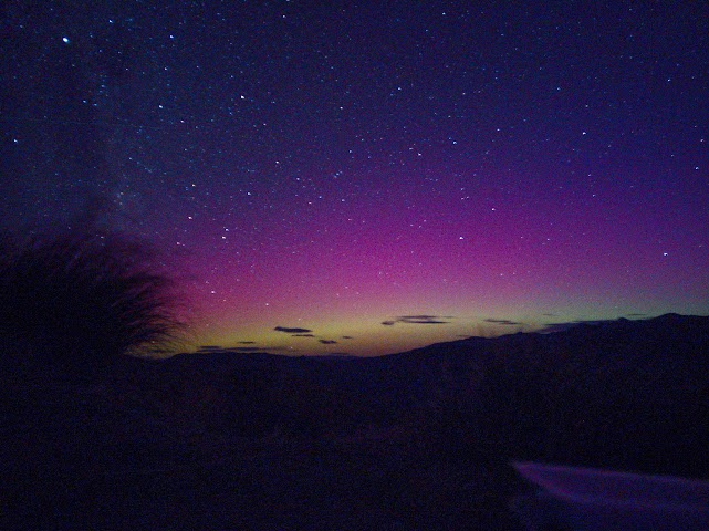 Southern Lights Aurora Australis from Crown Range Summit New Zealand