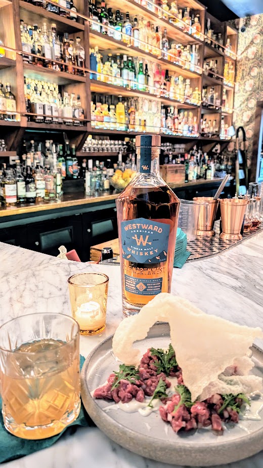 Scotch Lodge and Westward Whiskey cocktail and steak tartare pairing for the Portland Tartare Tour 2024 in March