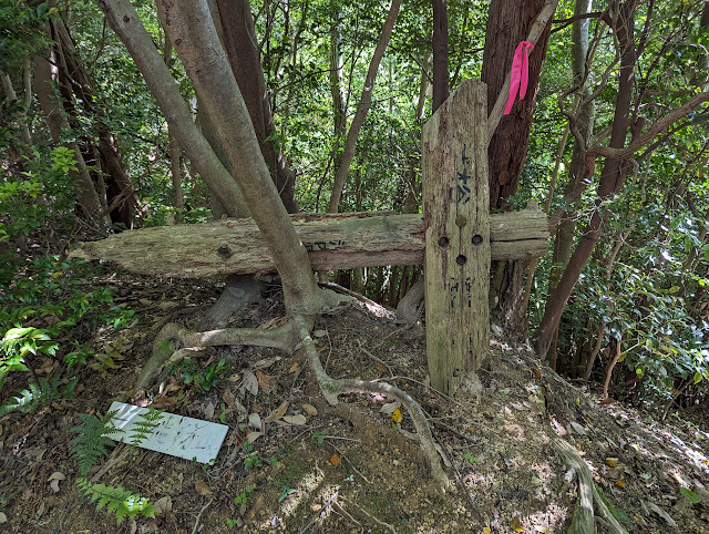 一徳防山手前の出会い辻、時間もないので、帰りはここから沢を下っていく道を行くことにしました。(ヤマレコにルートありだが、看板に難所と書いてあった)