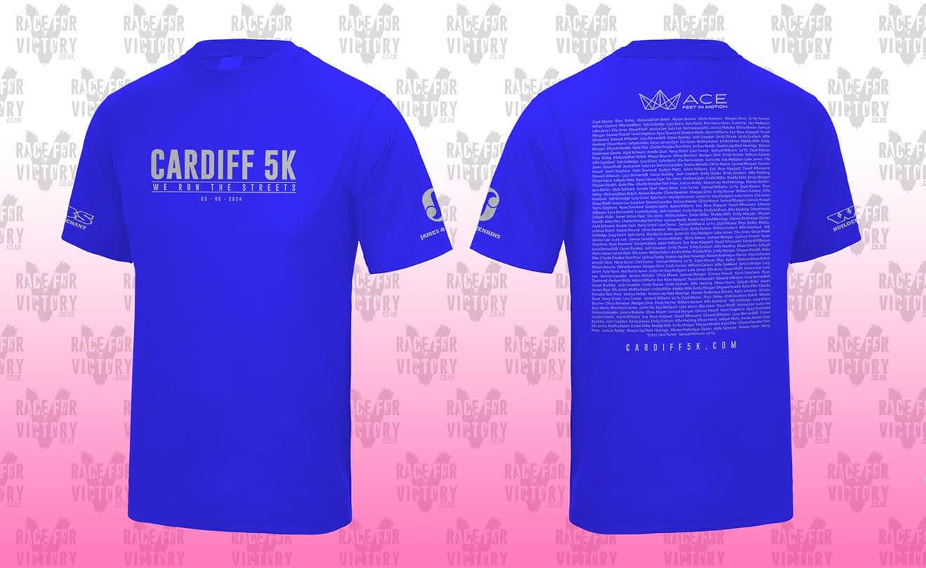 Cardiff 5K - Race For Victory Technical T-Shirt with names