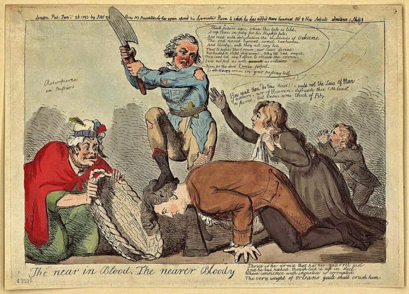 The Near in Blood, the Nearer Bloody , gravura de Isaac Cruikshank, 26 de janeiro de 1793