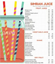 Simran Juice menu 1