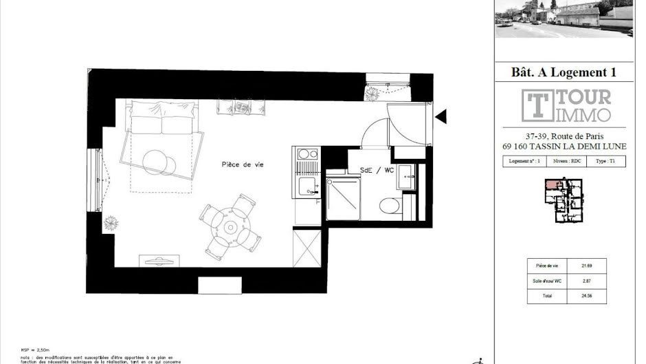 Vente appartement 1 pièce 24 m² à Tassin-la-Demi-Lune (69160), 156 000 €