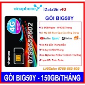 [5Gb/Ngày] Sim 4G/5G Vinaphone Gói Big50Y Có 5Gb/Ngày - 150Gb/Tháng