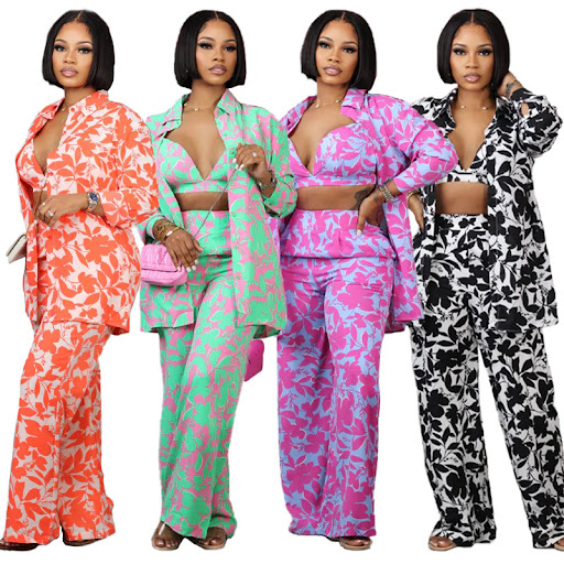 Title 14, Womens Printed Trousers Three-piece Set Suit. ...