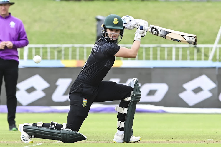 South Africa captain Laura Wolvaardt bats during their ICC Women's Championship third ODI against New Zealand at Kingsmead in Durban on Sunday.