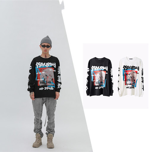 Title 6, Hip-hop printed long-sleeved T-shirt