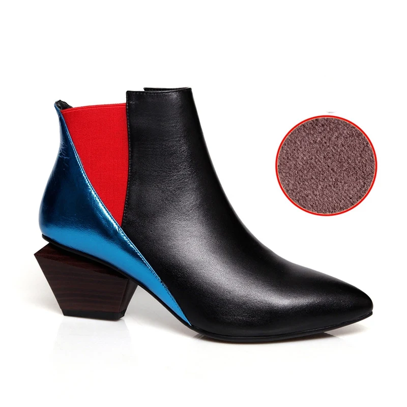 Title 5, Botines Cortos de Cuero para Mujer Colorblock F...