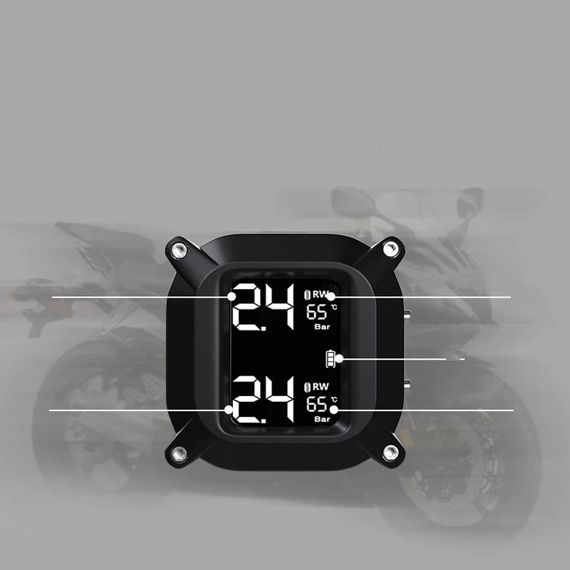 Sistema Sem Fio de Monitoramento de Pressão dos Pneus para Motocicletas. Monitore a pressão e temperatura em tempo real, aumentando a segurança e performance.