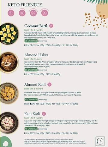 Healthy Mithai Co menu 