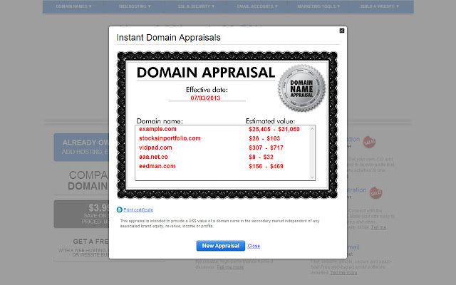 FREE Domain Name Appraisals! Extn.