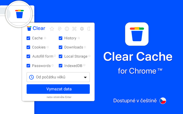 Vymazání Mezipaměti, Historie a Cookie - Clear cache