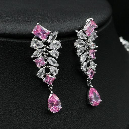 Title 7, Bridal Necklace Ear Stud Color Zircon Necklace ...