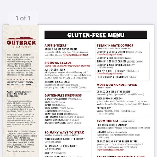 Gluten Free At Outback Steakhouse