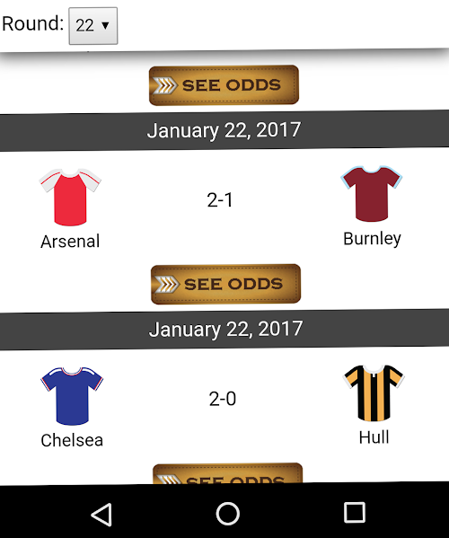 Android application Odds &amp; Result Checker screenshort