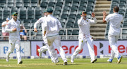  South African players celebrate a wicket during day 1 of the 3rd Sunfoil Test match between South Africa and India at Bidvest Wanderers Stadium on January 24, 2018 in Johannesburg.