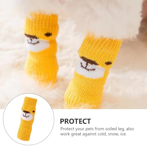 Title 3, 4-Piece Pet Socks Set for Winter Warmth Dog Leg...