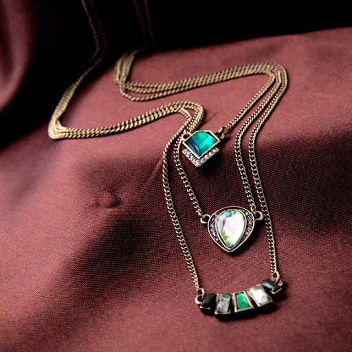 Title 3, Multi-layer gemstone necklace