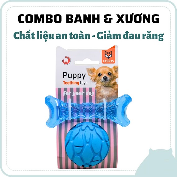 Đồ Chơi Cho Chó Fofos, Combo Đồ Chơi Banh & Xương, Có Tiếng Kêu, Tốt Cho Răng Chó, Cao Su Tự Nhiên, Tpr An Toàn, 2 Màu