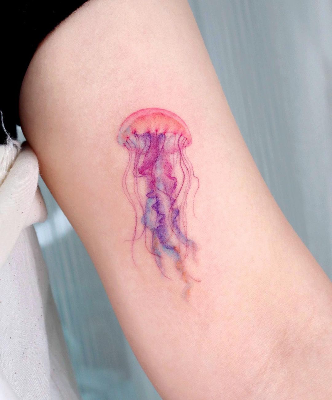 Colored Jellyfish Tattoo Design