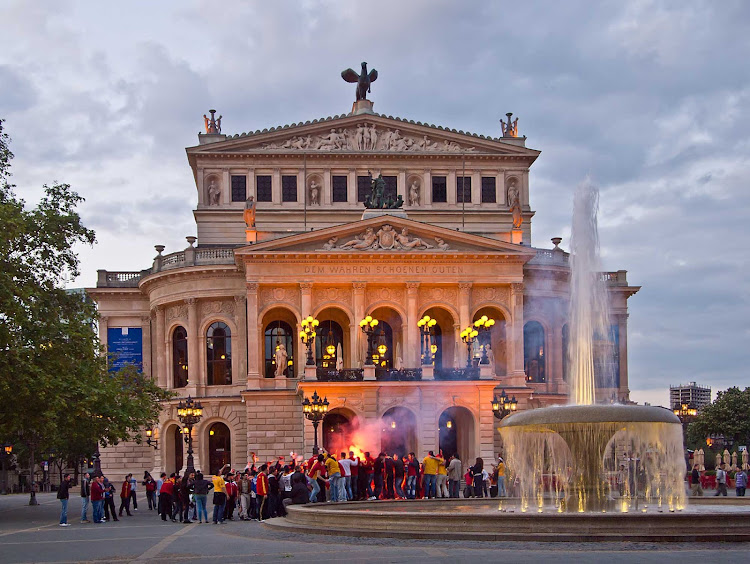 Alte Oper (Old Opera), a concert hall and former opera house in Frankfurt, Germany, was destroyed by bombs in 1944. It was rebuilt and reopened in 1981.