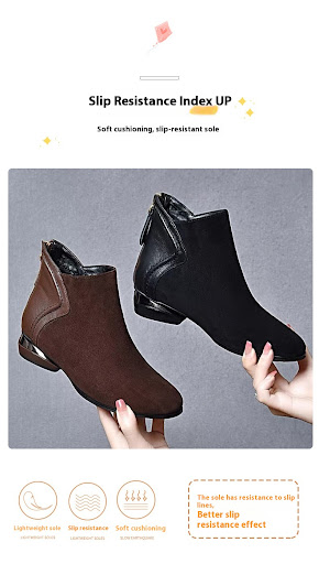 Title 1, Soft Leather and Velvet Frosted Round Toe Low H...