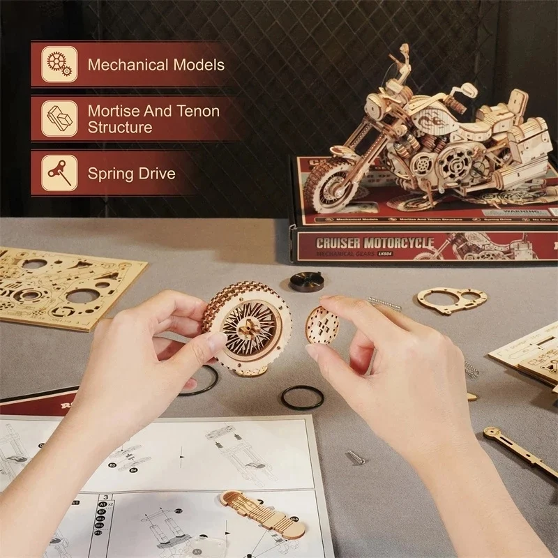 Çocuklar için 420 Parça Ahşap Blok Yapım Kiti. DIY ahşap modeller oluşturun. Yaratıcılığı, el becerilerini ve ince motor becerilerini geliştirir.