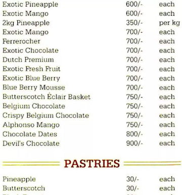 Karachi Bakery menu 