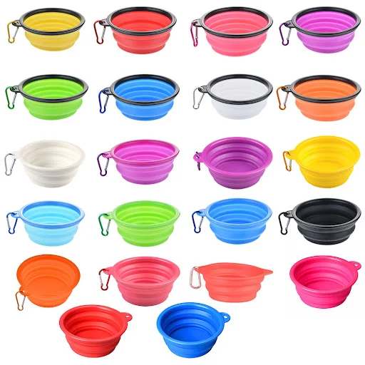 Dog Bowl Portable Folding Pet Bowl Collapsible Silicone Water Bowl for Dog Outdoor Travel Puppy Feeder Dish Food Contain