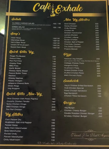 Cafe Exhale menu 