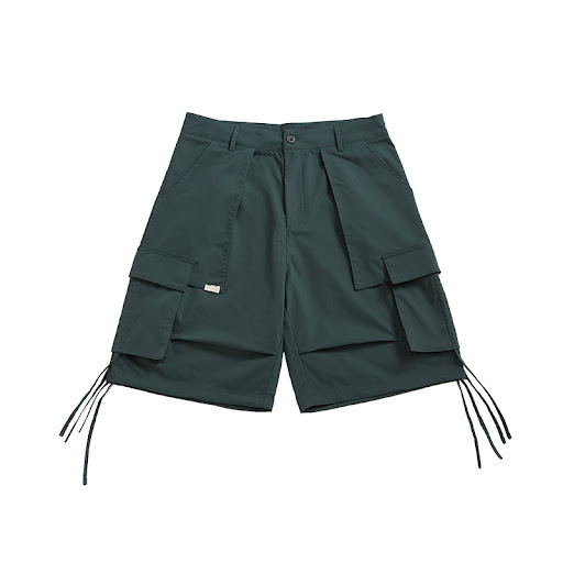 Title 2, Pleated Multi-pocket Loose Casual Mens Shorts ...