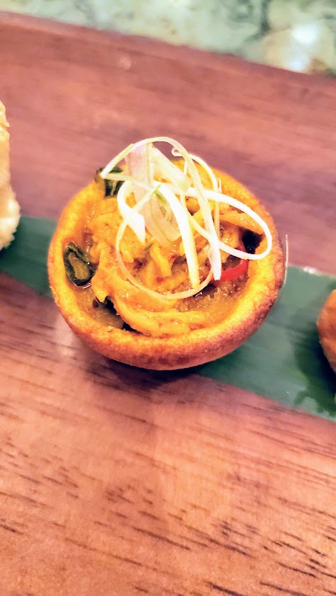 Kueh Bakar Berlauk with Spiced Chicken, Mum's Curry as part of the Starters at an Ahma-kase Dinner at Candlenut for Peranakan Food