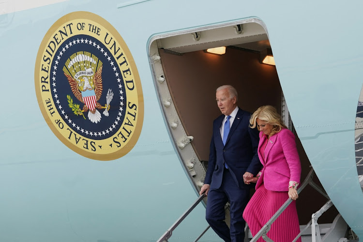 US President Joe Biden and first lady Jill Biden arrives in Los Angeles, California, the US, February 3 2024. Picture: KEVIN LAMARQUE/REUTERS