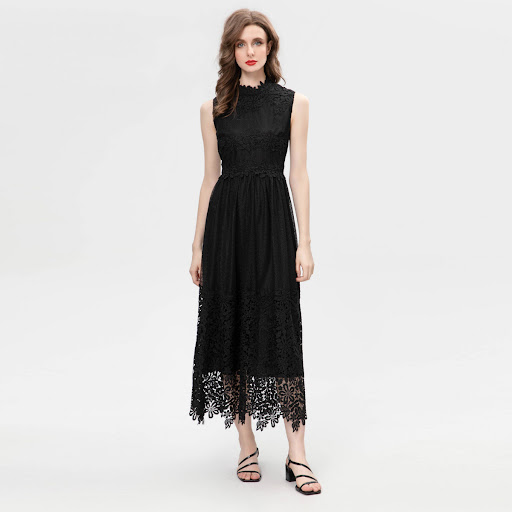 Title 2, Water Soluble Stitching Lace Sleeveless Dress