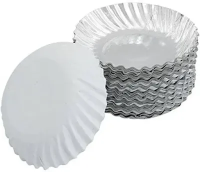 Silver Coated Disposable Paper Plate - 4 No - 40 pc
