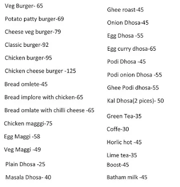 Mr. Bread Box menu 